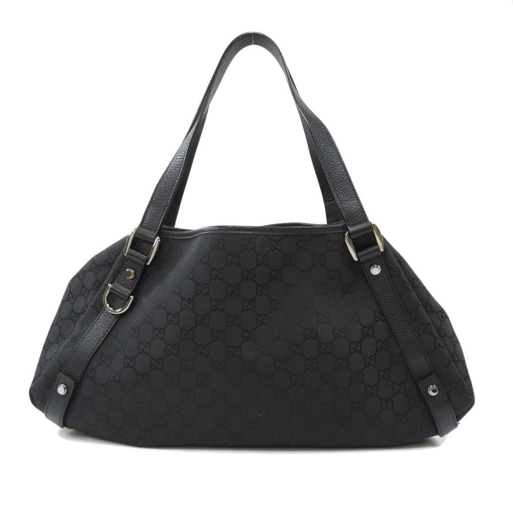 Gucci GG Outlet Tote Nylon Leather Black